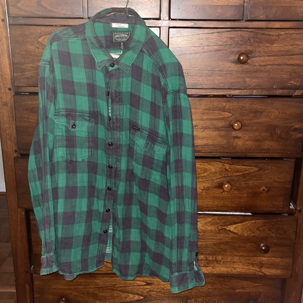 Ralph Lauren Polo Country 2X Green and Navy flannel long sleeve shirt RARE!